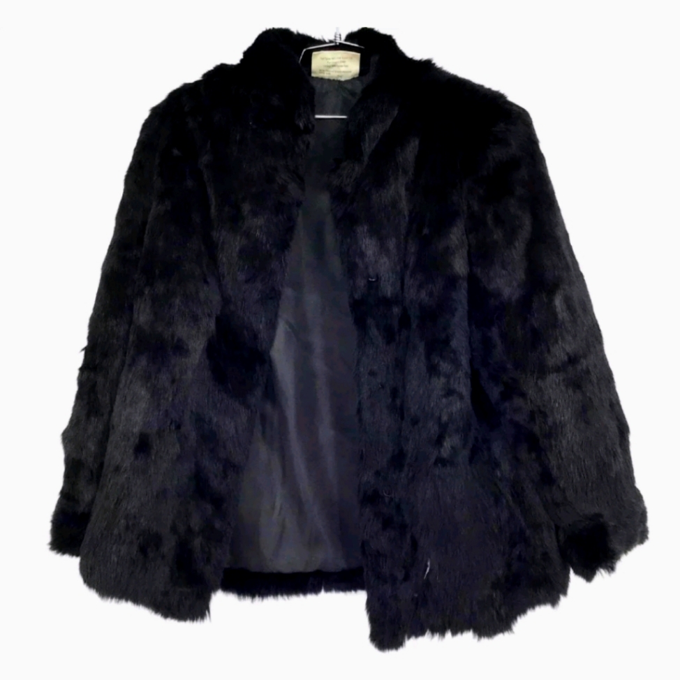 Vintage Genuine Pure Rabbit Fur Coat Somerset Furs Black Size Medium